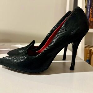 Charles Jourdan 4” Leather Heels with Red and Leopard Interior, Size 7.5 EUC